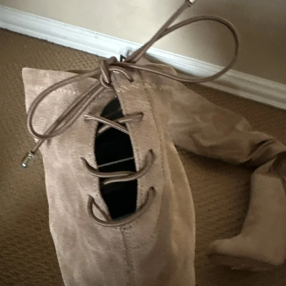Chinese Laundry Kiara Over‎ the Knee Suede Boots in Taupe/Beige Sz 10